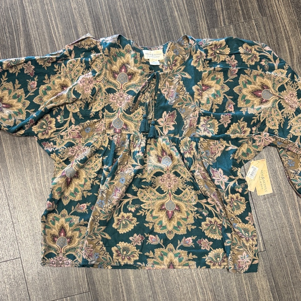 Denim & Supply Ralph Lauren Floral Teal Blouse